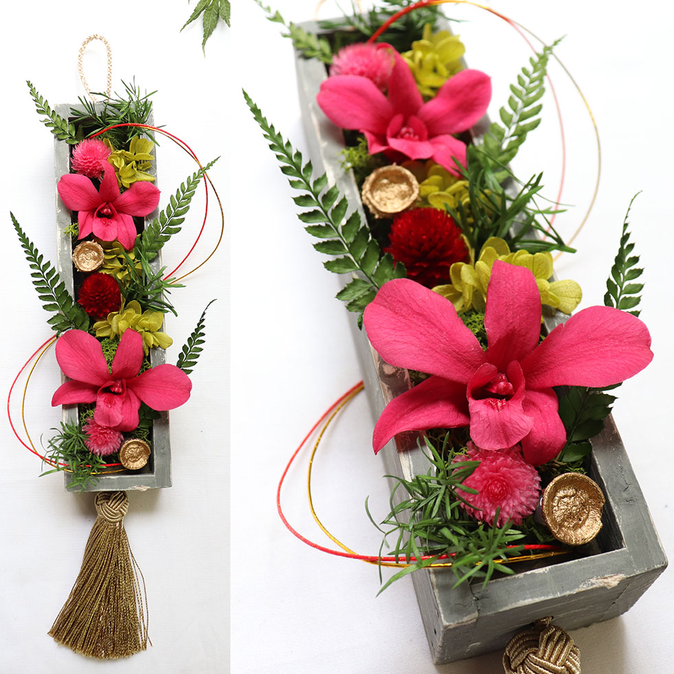 『エタンセル』　Xmas壁掛けロングブーケ エタンセル』 Xmas壁掛けロングブーケ エタンセル』 Xmas壁掛けロング