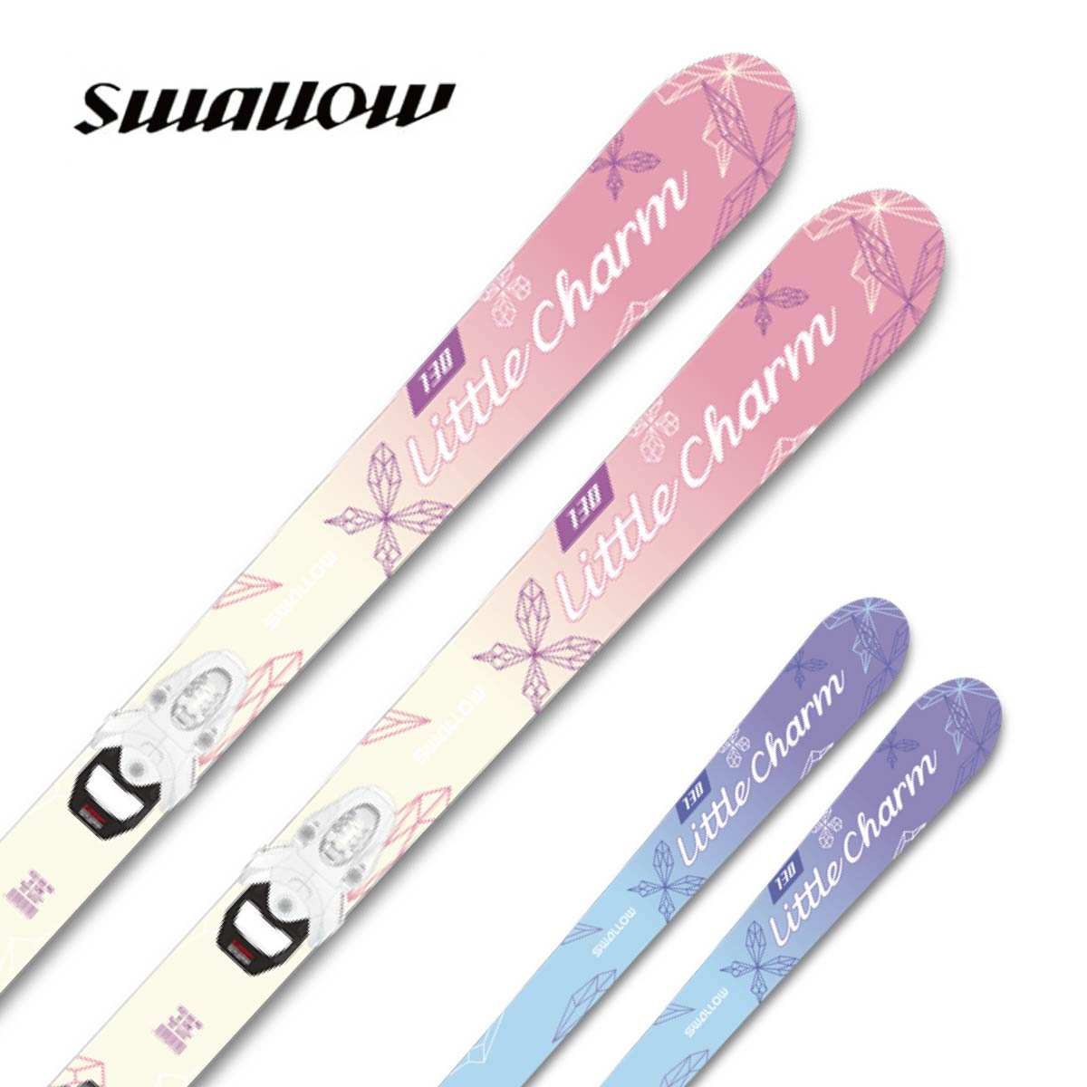 SWALLOW スワロー スキーの板板 キッズ お坊っちゃん＜2025＞LITTLE CHARM リトル惹き付ける + TEAM 4 GW お皿/ビンディング 書き割り グリップウォーク相応う 取り付き無料