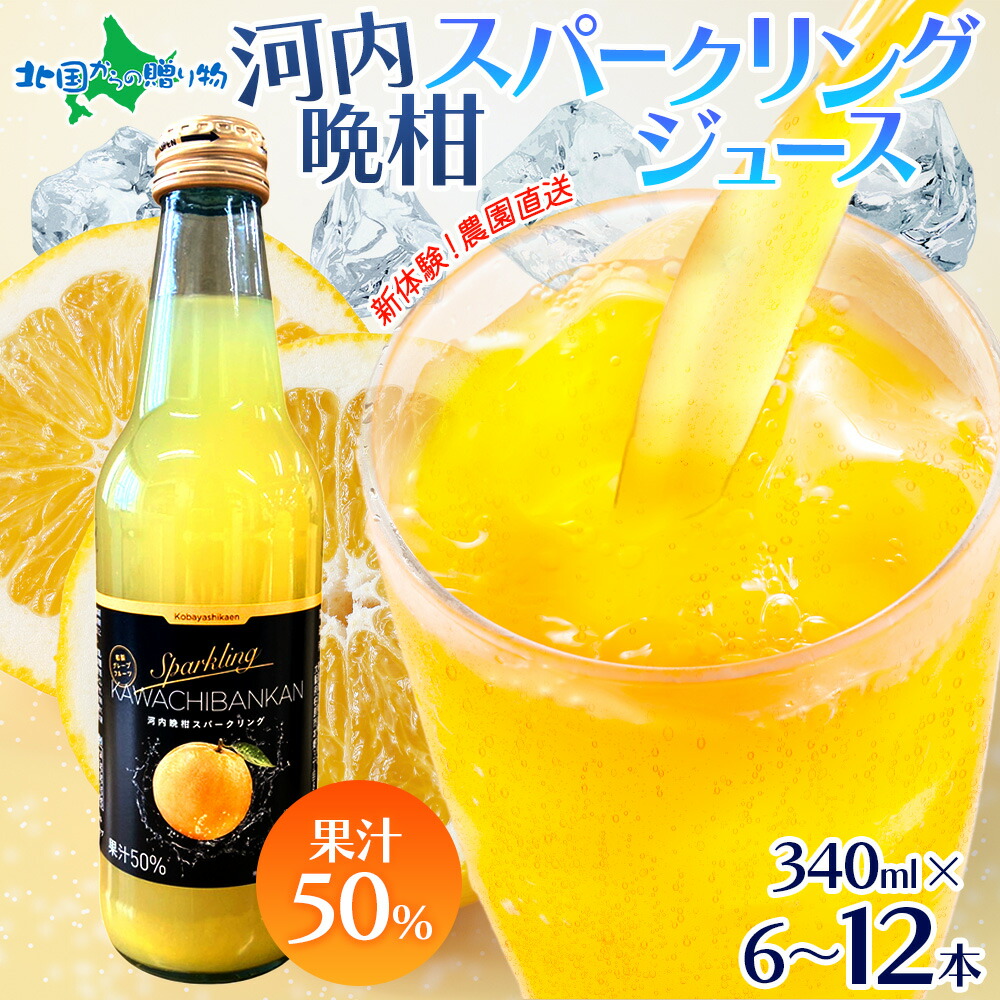 【10％オフクーポン配布中！】 農園直送 河内晩柑 スパークリングジュース 340ml×6本/12本 グレープフルーツ サイダー 晩柑 果汁50％ 河内晩柑ジュース 炭酸 ジュース 国産 子どもも飲める ジュース ギフト セット 母の日ギフト 母の日
