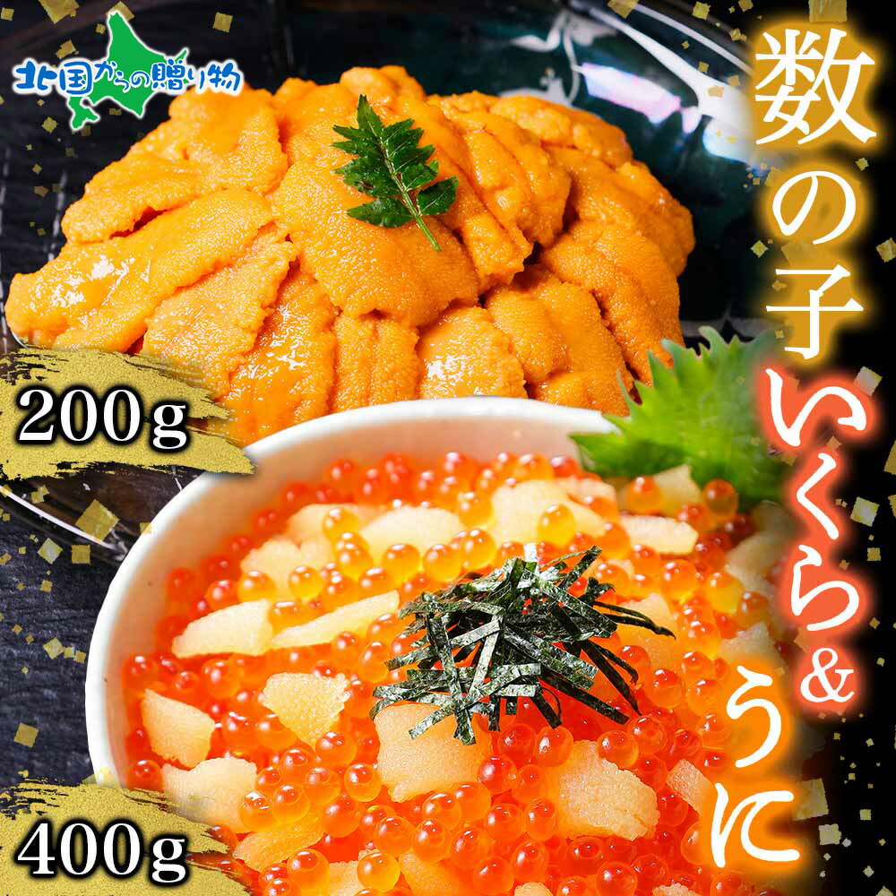 数の子 いくら醤油漬け 計400g うに チリ産 計200g カズノコ イクラ さけ いくら 鮭醤油漬け ウニ 雲丹 うに いくら 丼 冷凍 魚卵 海鮮丼 父の日 母の日ギフト 食べ物 母の日 プレゼント 花以外 母の日 海鮮 手巻き寿司 贅沢 ギフト 贈答用 海鮮 年始 お取り寄せグルメ