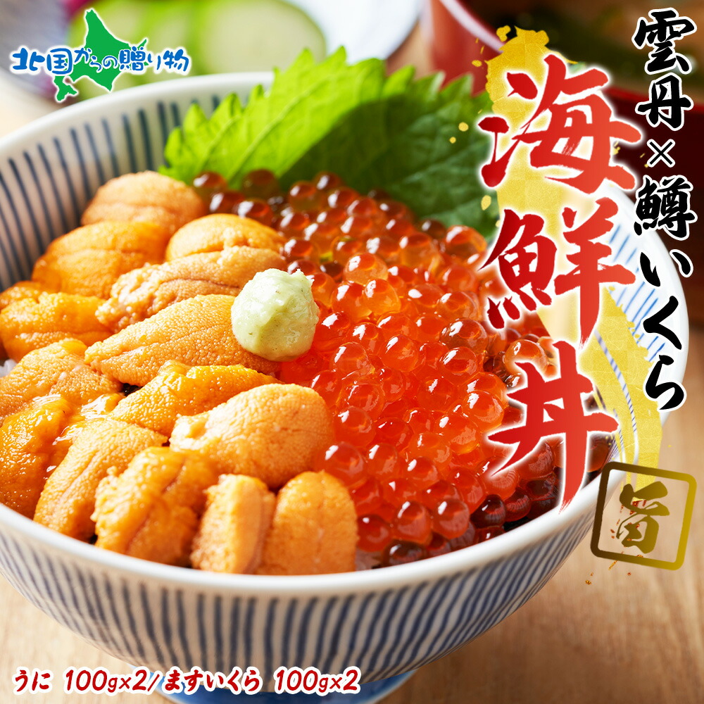 うに 鱒いくら 海鮮丼 セット（うに 100g 2個 & 鱒いくら醤油漬け100g 2個） 鱒いくら醤油漬け うに いくら いくら丼 うに丼 鱒イクラ 雲丹 ブランチ ウニ 冷凍 味付きいくら 北海道加工 イクラ丼 うにいくら丼 ウニ いくら 父の日 食べ物 ギフト 父の日 海鮮 福袋