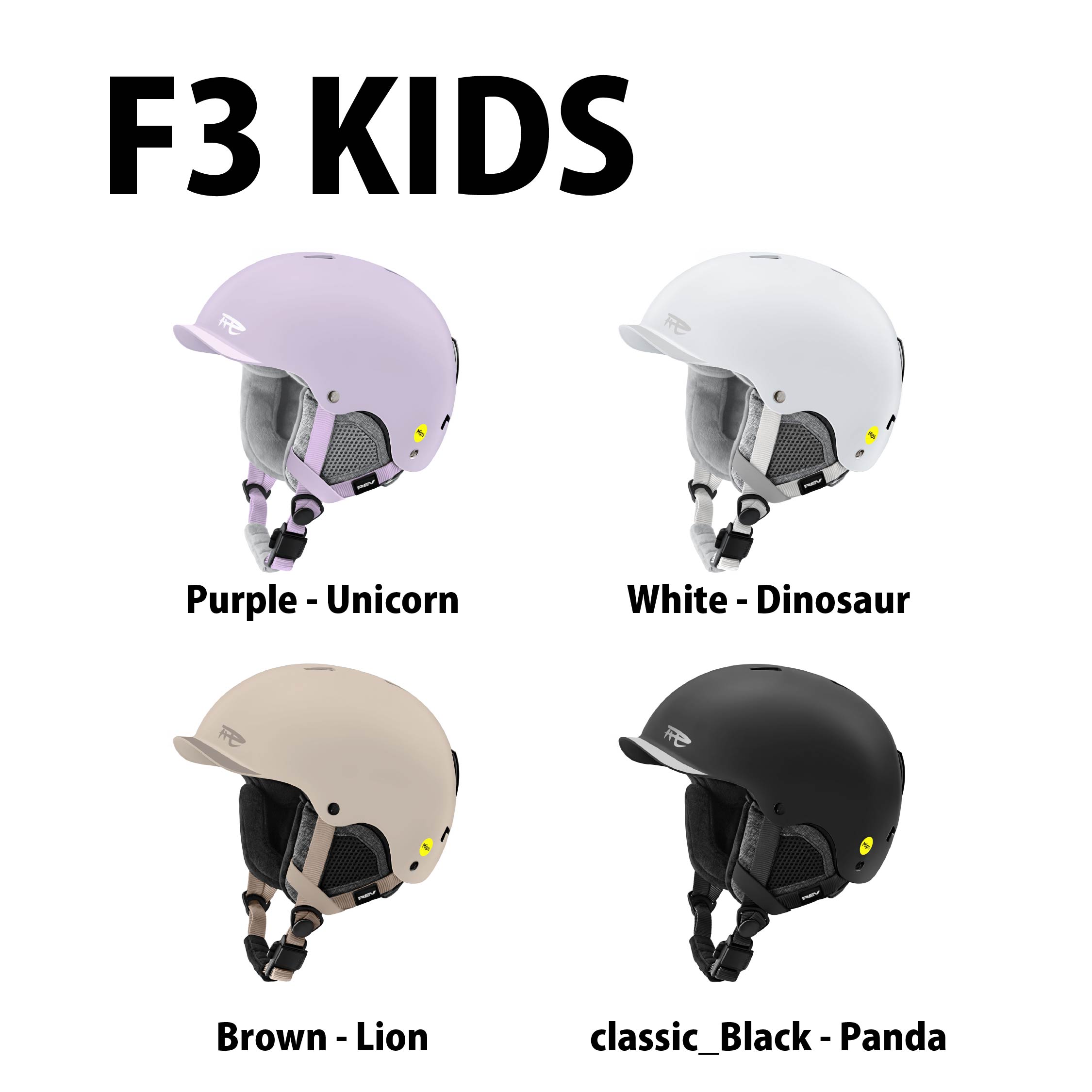 【セール】REV 25/26 F3 KIDS CLASSIC White - Dinosaur 型落ち アジアンフィット スキー スノーボード ヘルメット キッズ|SNOW SHOP SNOWMANIA