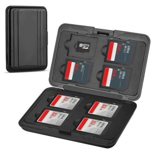 PGRTYOF SDカード ケース 16枚収納 SD*8枚＋microSD*8枚 SDカード収納ケース メモリーカードケース 、アルミニウム製衝撃吸収カリングボックスメモリーカード収納ケース、防水 防塵 耐衝撃 ストラ画像