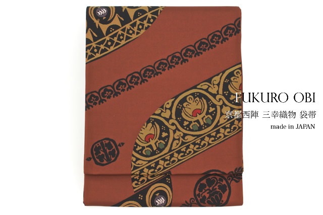 袋帯 未仕立て 灰 グレー 花唐草 正絹 六通柄 京都西陣織 1403 三幸織物 カジュアル 日本製 obi301m-4451_1.jpg