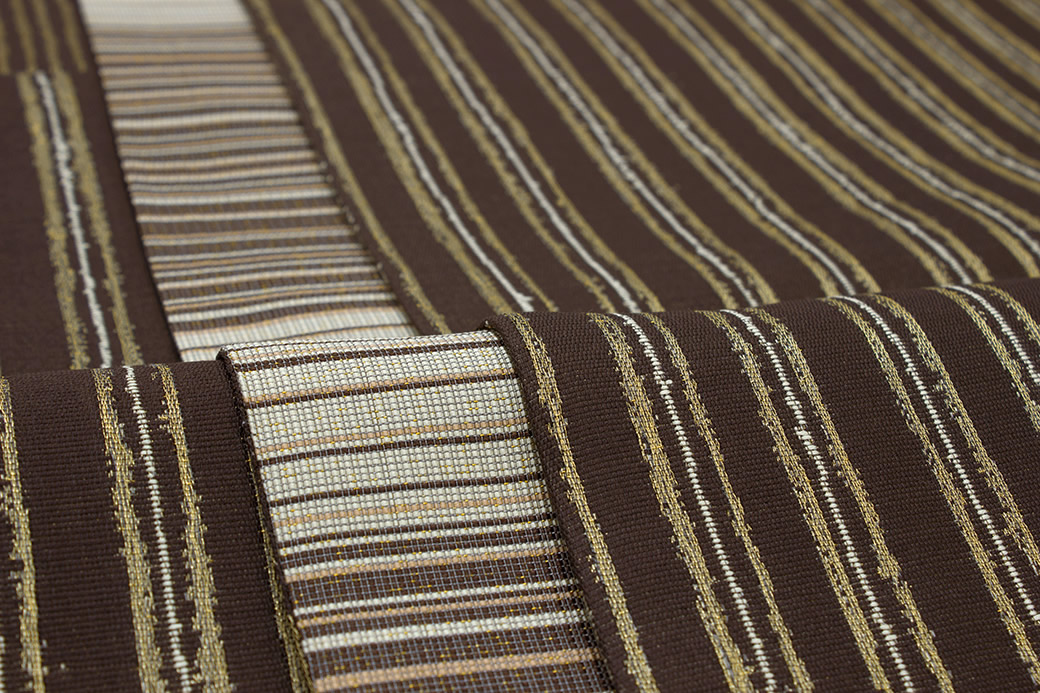 独創的 未仕立て 袋帯 茶系 ブラウン 白系 花唐草 縞 江戸更紗 切嵌工芸 両面 創作帯まつ岡 松岡房之助 京都西陣織 2443 お太鼓柄 カジュアル 日本製 送料無料 きもの館 創美苑 期間限定特価 Csckerala Com