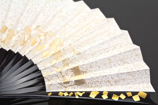 soubien fan black gold and silver scales square gilt formal made in wedding ceremony fans