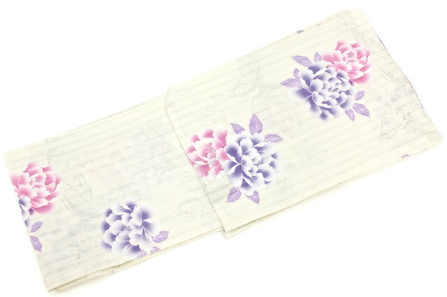 【50％OFF】浴衣 レディース 女性用 藤 黒 花火大会 夏祭り bonheur saisons（ボヌールセゾン） FEMME 薄黄色 クリームホワイト 紫 パープル ピンク 牡丹 百合 蝶 ラメ フリー【18周年記念クーポン配布中】