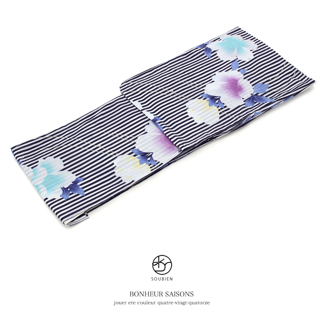 【この夏だけのご優待】浴衣関連商品50%OFF 浴衣 レディース bonheur saisons ボヌールセゾン 濃紺 ネイビー 水色 紫 牡丹 露芝 ラメ 綿 紅梅織 夏祭り 花火大会 女性用 仕立て上がり フリー【期間限定クーポン】|きもの館 創美苑