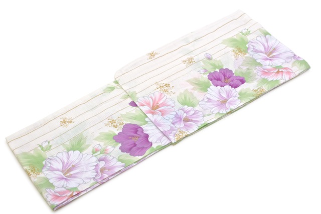 【この夏だけのご優待】浴衣関連商品50%OFF 浴衣 レディース 女性用 白 ホワイト ピンク 縞 ハイビスカス 花 ラメ 花火大会 夏祭り bonheur saisons(ボヌールセゾン) 涼 綿 フリー【期間限定クーポン】|きもの館 創美苑