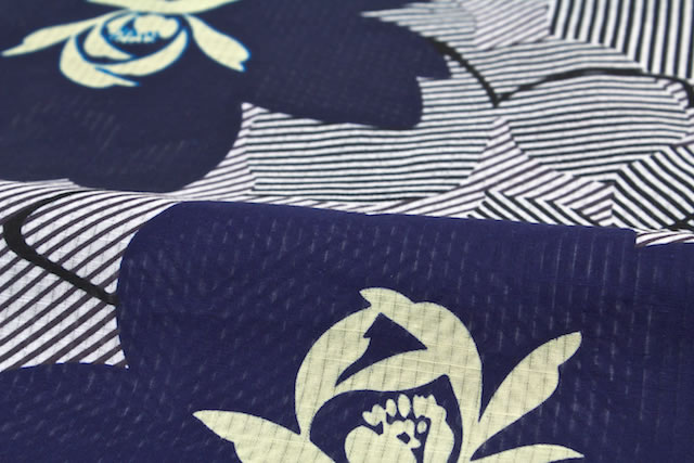 肌触りがいい 浴衣 レディース Bonheur Saisons ボヌールセゾン 紺 ネイビー 縞 ストライプ 花 綿 洗える 夏祭り 花火大会 女性用 仕立て上がり S フリー あす楽対応 きもの館 創美苑 在庫有 Www Chemo Commerce Com