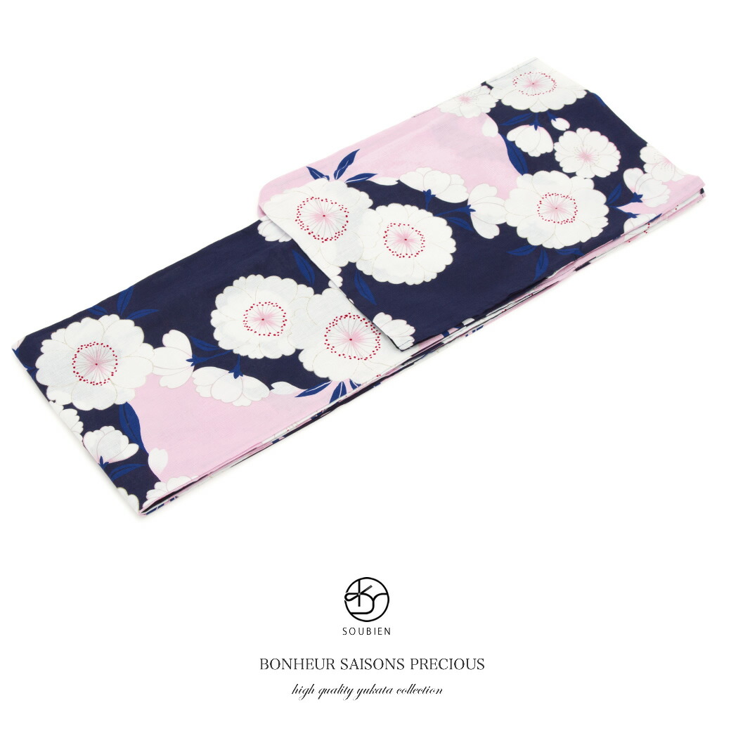 【この夏だけのご優待】浴衣関連商品50%OFF 浴衣 レディース bonheur saisons ボヌールセゾン 紺 ネイビー 白 桜 ラメ 綿麻 夏祭り 花火大会 女性用 仕立て上がり フリー 送料無料【期間限定クーポン】|きもの館 創美苑