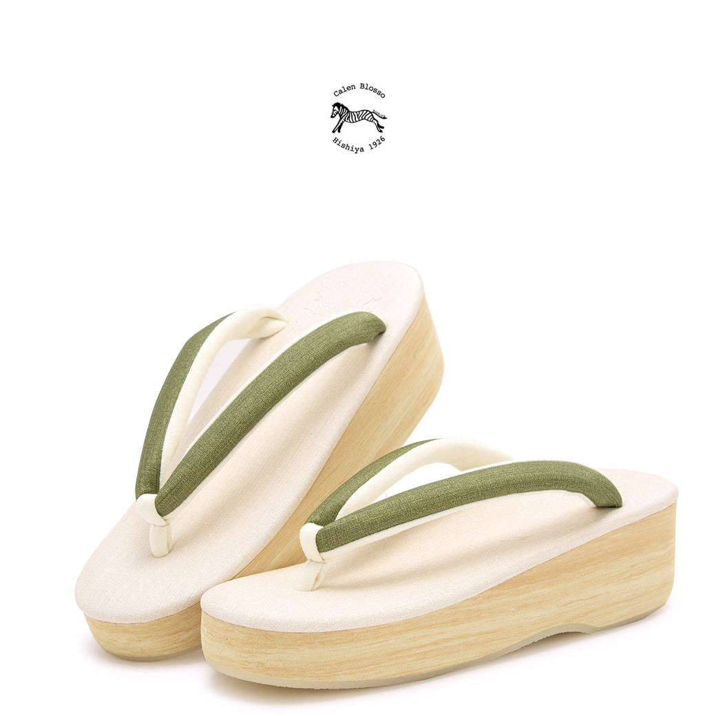 カレンブロッソ 草履 レディース カフェ草履 カフェぞうり 菱屋 Calen Blosso 白茶色 ライトベージュ 鶯色 緑 ラメ 小判型 カジュアル 日本製 レディース 女性用 【S・M・Lサイズ】【送料無料】【18周年記念クーポン配布中】