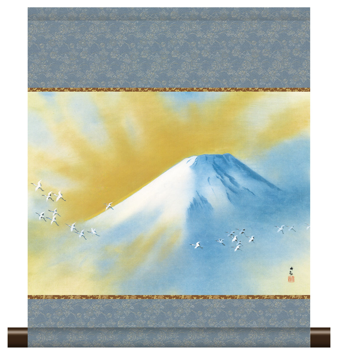 掛軸セット - 鶴、花、山の風景 霊峰飛鶴掛軸 掛け軸 霊峰飛鶴 横山大観 今めかしい掛軸 今めかしい