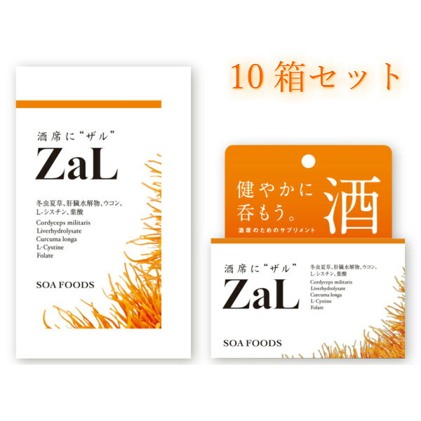 【10箱書き割り】 飲み過ぎ お酒打つ手 漢方 国産 サプリ ZaL 10箱/1箱4包/1包5粒 ウコンバナ 冬虫夏草 加えること 生き肝 水溶物 葉酸 漢方 二日酔 メイドインジャパン madeinjapan ザル ソウアフーズ