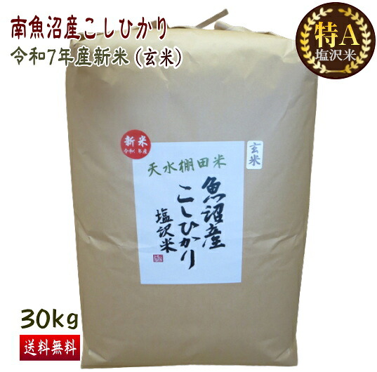 南魚沼産 コシヒカリ 30kg 玄米 徳用 送料無料 特A米 令和7年産 新米 こしひかり 新潟 魚沼産 塩沢米 一等米｜SOAR（そあ）ショップ