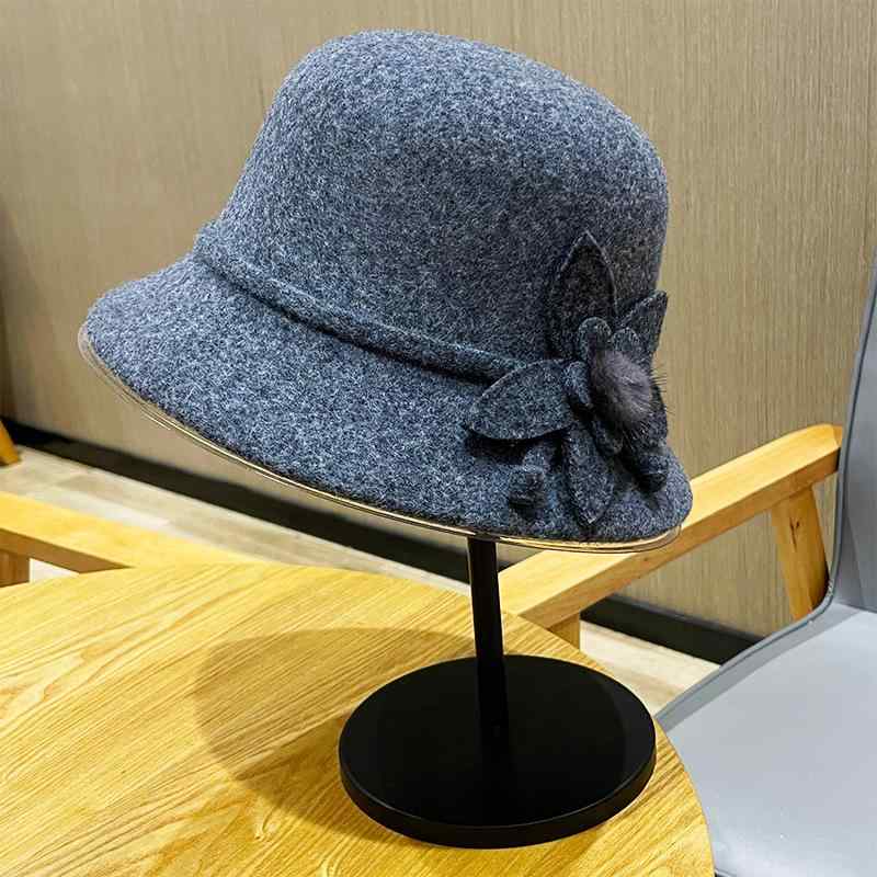 帽子 レディース ミセス 婦人 シニア 秋冬 冬 防寒 保温 ウール バケットハット つば広ハット 暖かい おしゃれ 丸み 小顔効果 お出かけ 普段使い