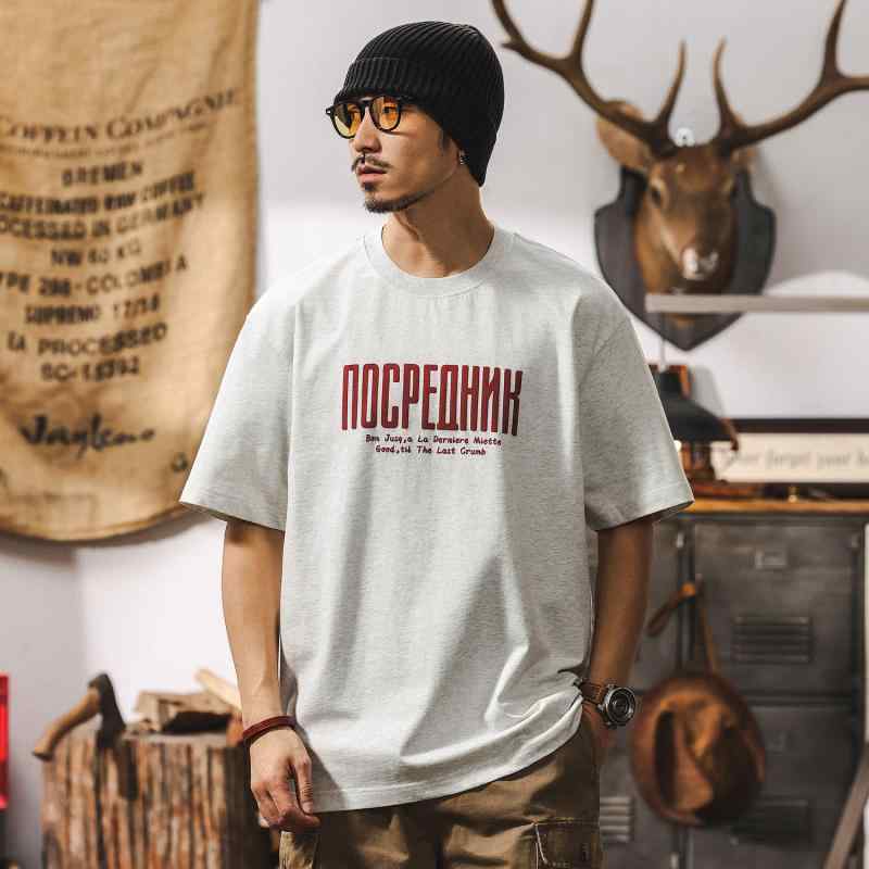 Tシャツ メンズ ヘビーウェイト 厚手 半袖 クルーネック プリント ロゴ ゆったり ルーズフィット コットン アメカジ ストリート カジュアル 普段使い 抗菌 防臭 春夏