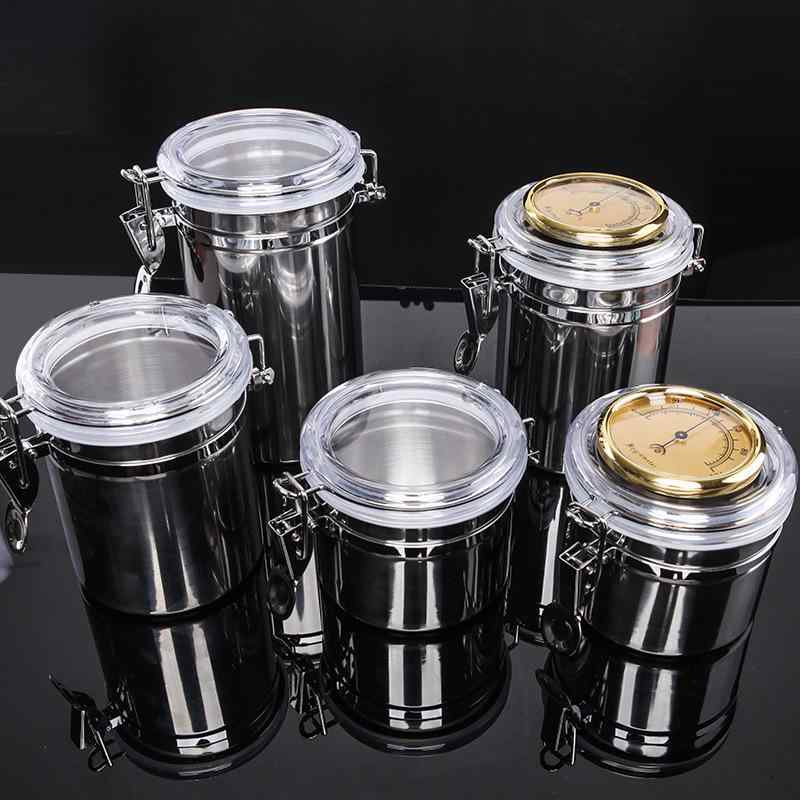 収納ケース タバコ葉 手巻き パイプ 刻み 茶葉 葉巻 保湿缶 密閉容器 湿度計付き ステンレス アクリル アルミ レトロ クラシック 7,666円