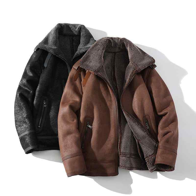 ジャケット メンズ 男性用 ゆったり ビッグシルエット 裏ボア 厚手 ムートン風 シープボア フェイクスエード 防風 秋冬 大きいサイズ カジュアル アウター キャメル 黒