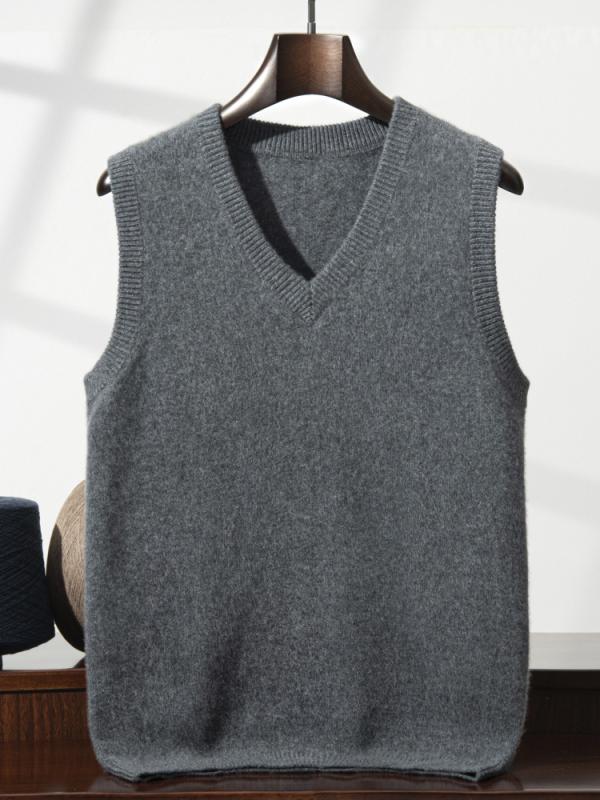 ベスト ジレ メンズ 男性用 秋冬 カシミヤ ニット Vネック ノースリーブ 厚手 肉厚 保温性 ゆったり ルーズフィット オーバーサイズ 無地 プルオーバー ビジネス オフィス カジュアル 普段使い 大きいサイズ|ふんわり暮らし鞄店