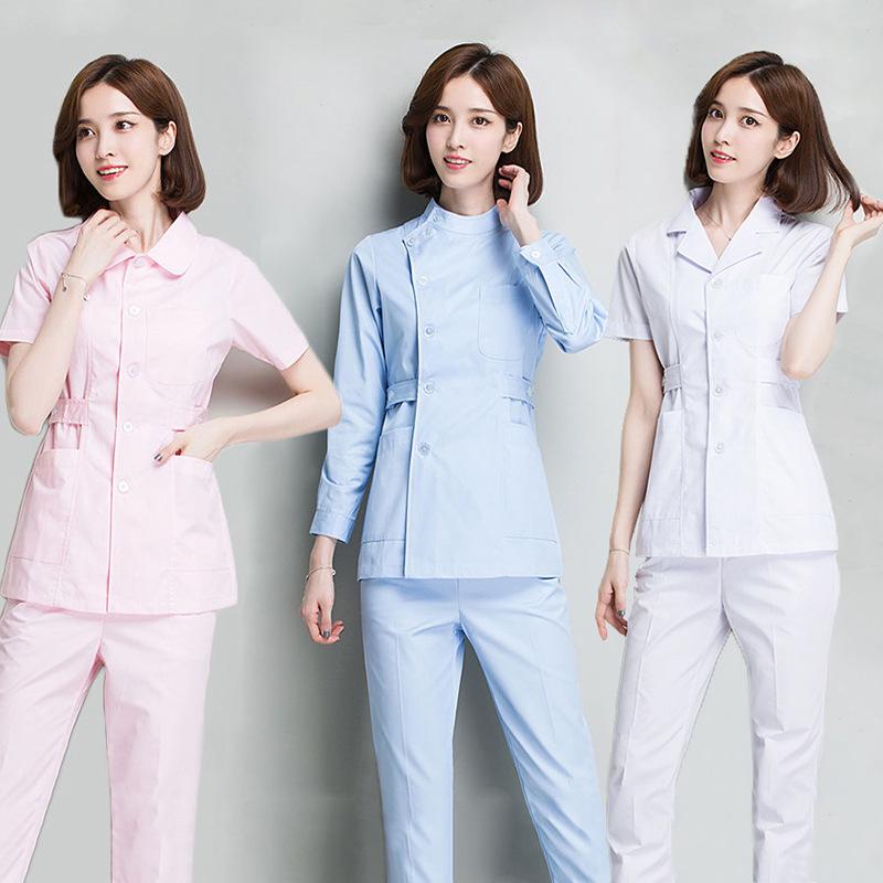 ナース服 ツーピース セパレート 長袖 半袖 コットン 白 青 ピンク 医療 介護 病院 薬局 美容クリニック エステ 産後ケア 助産師 テーラードカラー 襟付き ラウンドカラー ユニフォーム