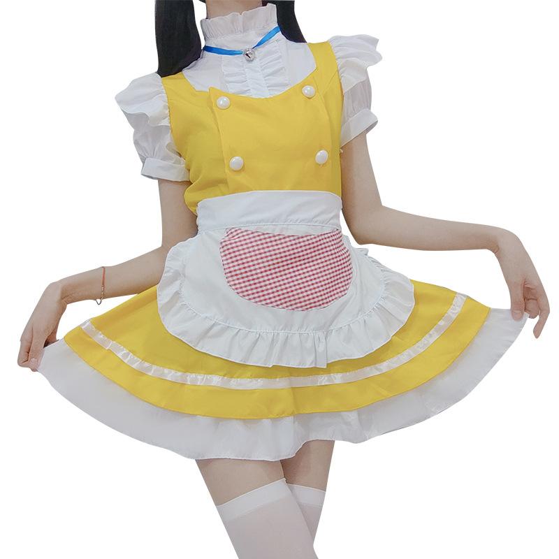 メイド服 レディース オリジナル 日系 かわいい 金色の鈴 猫耳 コスプレ アニメ 舞台衣装 演劇 イベント 学園祭 ポリエステル ピーチスキン スウィート ガーリー