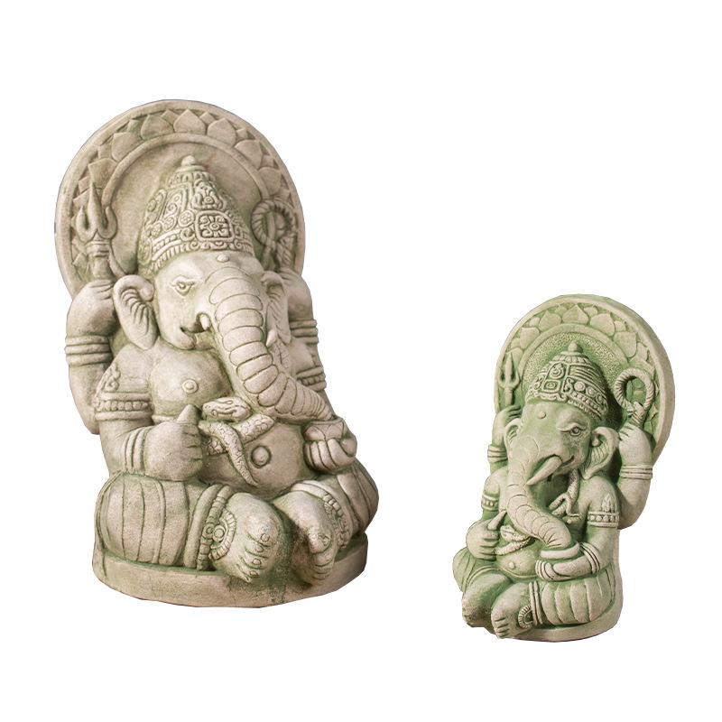 置物 東南アジア風 タイ工芸品 象神 ガネーシャ 神像 砂像 木製 オブジェ インテリア 飾り物 リビング 玄関 デスク 開運 魔除け