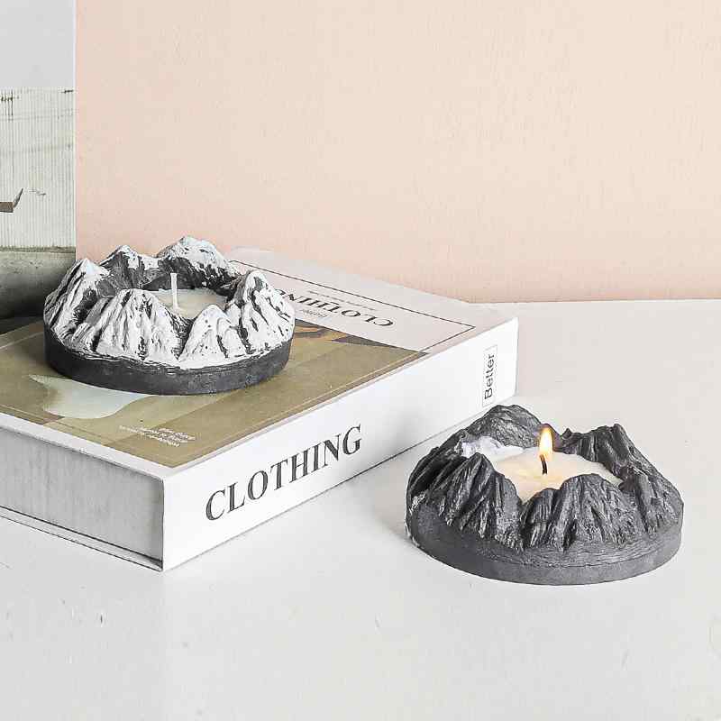 キャンドル おしゃれ モダン シンプル デザイン 雪山氷山モチーフ セメント アロマキャンドル 置物 リビング インテリア 高級感 香氛 リラックス バニラの香り 室内