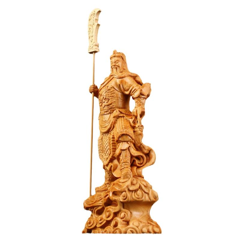 置物 関羽 武財神像 上質 木彫り 彫刻 崖柏 黄楊木 雲上 新中式 商売繁盛 財運 開運 縁起物 風水 オフィス リビング インテリア オブジェ