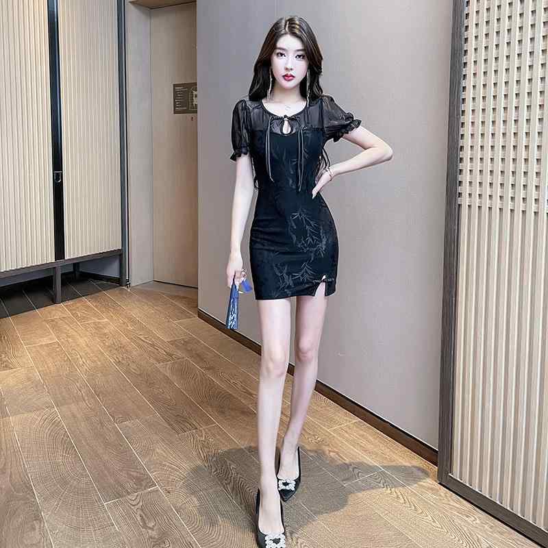 ワンピース レディース セクシー スリムフィット 着痩せ効果 Vネック ミニ丈 タイト ナイトクラブ キャバドレス パーティー 夜遊び 半袖 ポリエステル 春夏