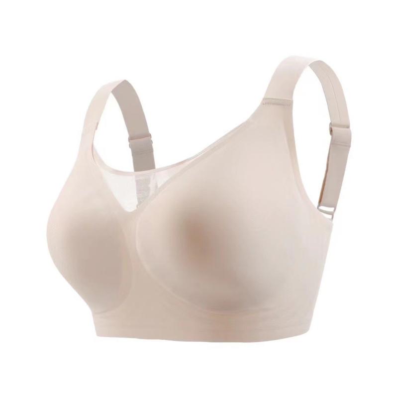 ブラジャー レディース 大きいサイズ グラマー向け 小さく見せるブラ シームレス ノンワイヤー 脇高 脇肉すっきり 寄せ上げ リフトアップ 薄手カップ 快適 ナイロン