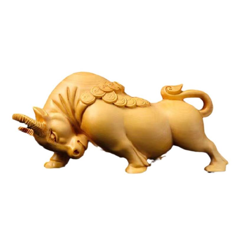 置物 子供 かわいい 崖柏木 闘牛モチーフ 天然木彫刻 手のひらサイズ インテリア 飾り物 工芸品 強運 縁起物 誕生日 ギフト プレゼント
