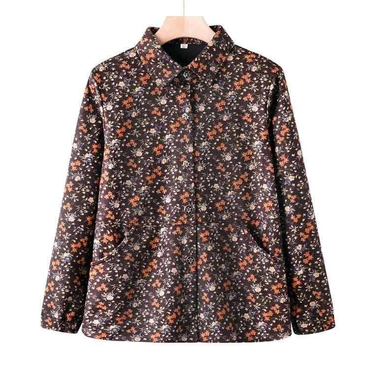 シャツジャケット レディース ママ ミセス シニア 中高年 初秋 小花柄 フラワープリント 長袖 ゆったり 体型カバー 上品 きれいめ 羽織り アウター ポリエステル トップス ブラウス 普段使い お出かけ