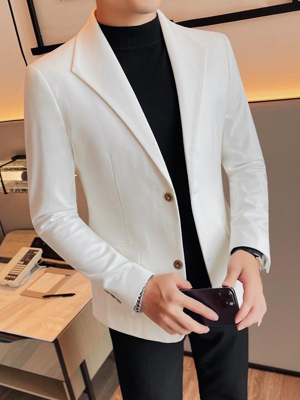 ジャケット メンズ 男性用 スリムフィット シングルブレスト センターベント 無地 テーラードジャケット 礼服用 ビジネス オフィス 通勤 カジュアル ポリエステル 丈夫 ホワイト