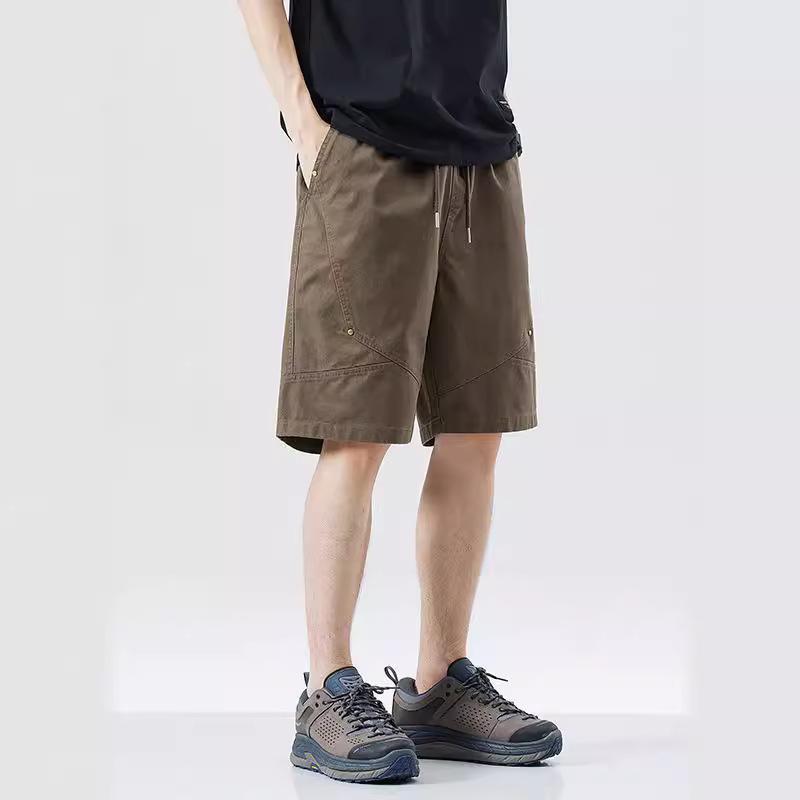 ショートパンツ メンズ アメカジ カーゴパンツ 大きいサイズ ハーフパンツ 五分丈 綿 コットン 吸湿速乾 普段使い レジャー ゆったり ルーズフィット ダークカーキ 春夏