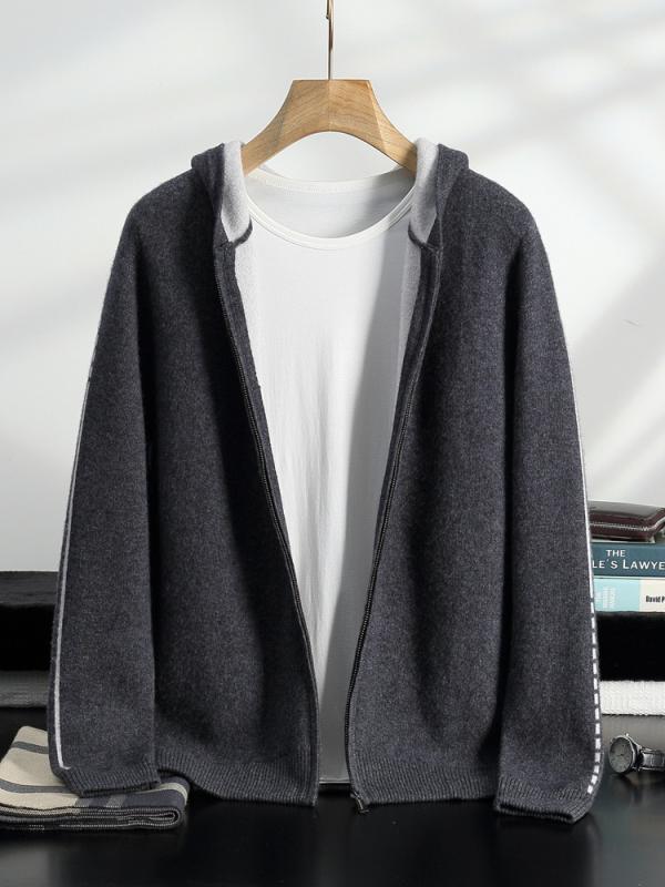 ニットカーディガン メンズ 男性用 秋冬 カシミヤブレンド 厚手 ハーフジップ モックネック 無地 ゆったり ルーズフィット カジュアル 普段着 ネイビー ダークグレー シルバーグレー