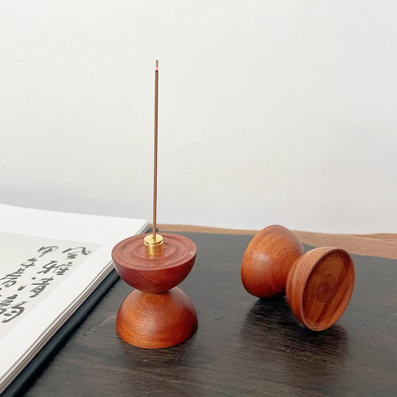香炉 お香立て 厳選 さざ波デザイン 黒檀 ローズウッド 真鍮製 手作り 携帯用 小型 ポータブル ビジネス 和風 モダン アジアンテイスト 瞑想 癒し 空間演出 インテリア雑貨