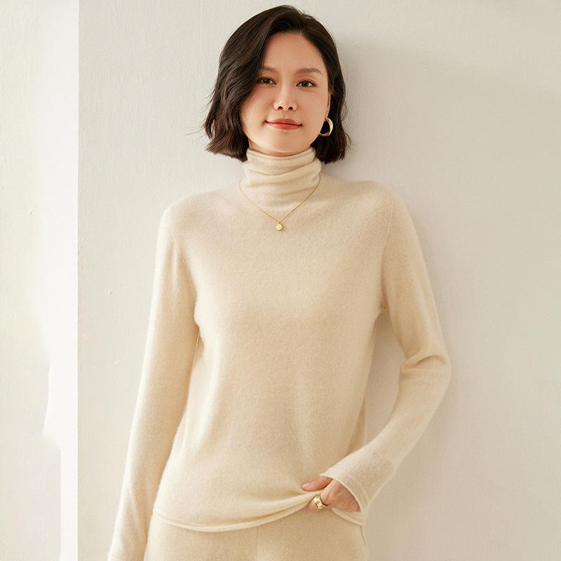 編み物 レディース 成人女性用 秋冬 カシミール クシュクシュ ロールネック 肋筋編み ティーシャツ 肌付き スウェーター 分かりやすい 第一義的 着回し 普段使い走り トップス