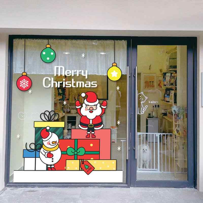 窓用ステッカー クリスマス 雪だるま スノーマン インスタ風 おしゃれ かわいい キャラクター 静電気吸着 ガラス シール 店舗 ショップ カフェ 喫茶店 ケーキ屋 子供服店 窓 透明 PET素材 繰り返し 貼り直し