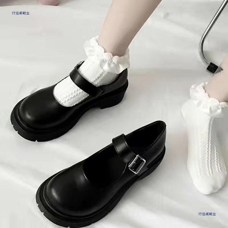 パンプス レディース メリージェーンシューズ 厚底 ワンストラップ ローヒール 学生 JK制服 ロリータ 普段使い レトロ フェイクレザー 黒