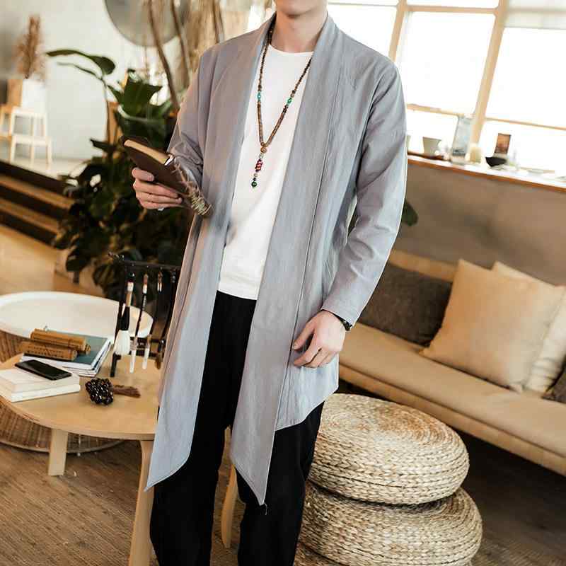 ジャケット メンズ 中華風 ケープ マント 秋冬 レトロ ヴィンテージ アウター 道袍 漢服 薄手 ミドル丈 ゆったり カジュアル 普段使い 綿混 ポリエステル