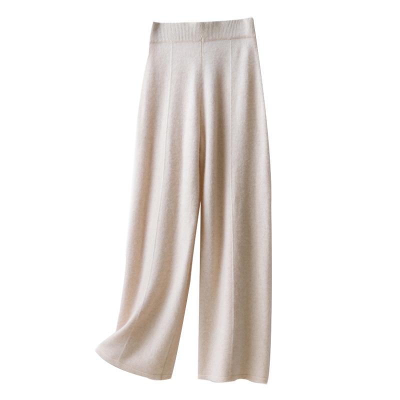 パンツ レディース カシミヤウールニット ワイドパンツ ゆったり ドレープ感 ハイウエスト 厚手 スタイルアップ カジュアル きれいめ 通勤 秋冬