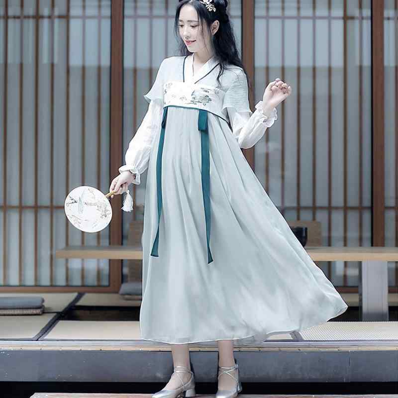 ワンピース レディース 漢服 斉胸襦裙 改良 伝統衣装 中国風 古風 仙女風 ドレス 優美 エレガント コスプレ イベント 舞台 学園祭 撮影 春夏秋 綿混