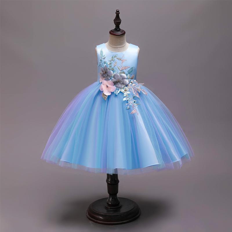 ワンピース 女の子 プリンセス フォーマル ボリュームチュールスカート 上品 かわいい 発表会 結婚式 セレモニー イベント 誕生日 綿混 ピンク パープル ブルー