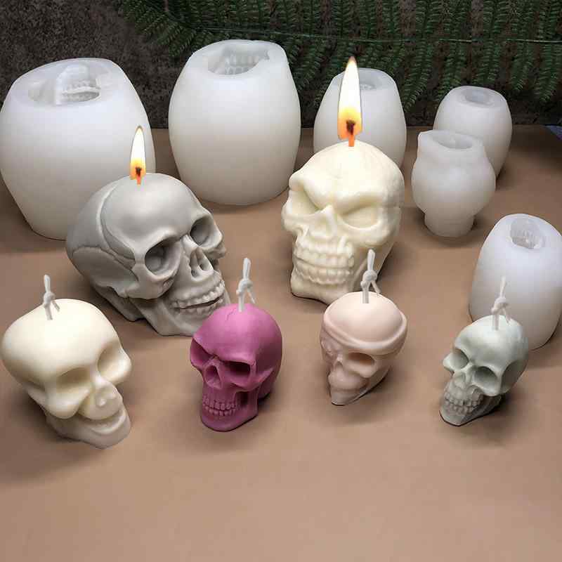シリコンモールド ハロウィン スカル ドクロ ガイコツ 髑髏 アロマキャンドル ろうそく アロマストーン ディフューザー レジン エポキシ樹脂 石膏 氷 DIY 手作り クラフト 置物 オブジェ