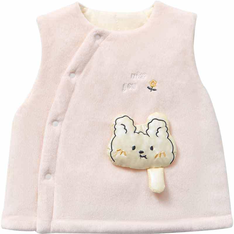 ベビーベスト 新生児 乳幼児 子供 ユニセックス 秋冬 中綿入り 保温 防寒 厚手 ポリエステル アウター シンプル 暖かい 普段着 お出かけ ピンク ブルー 黄色
