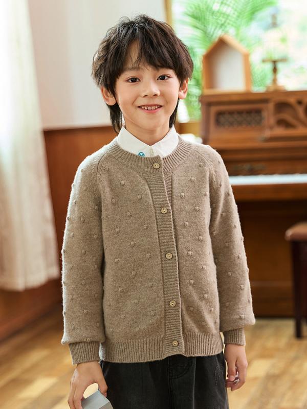 ちびっ子服 キッズ 男女兼用 秋冬 羊毛 プルオーバー 編み物 ジレー アウター 朦々たる 前くい違い 長袖 丸首 無地 ホンブルグ帽手当たり 赤ちゃん 小学生 デイリー 通園
