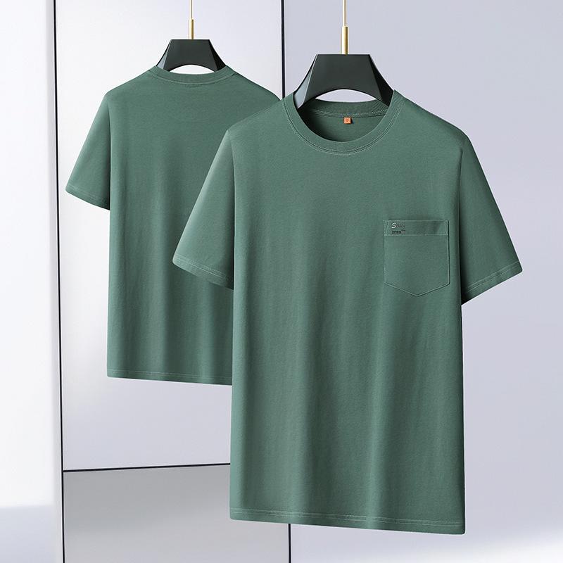 Tシャツ メンズ 大きいサイズ ビッグサイズ ゆったり オーバーサイズ 半袖 クルーネック 丸首 ポケット付き 綿 コットン 綿混紡 無地 ベーシック カジュアル 普段使い 春夏