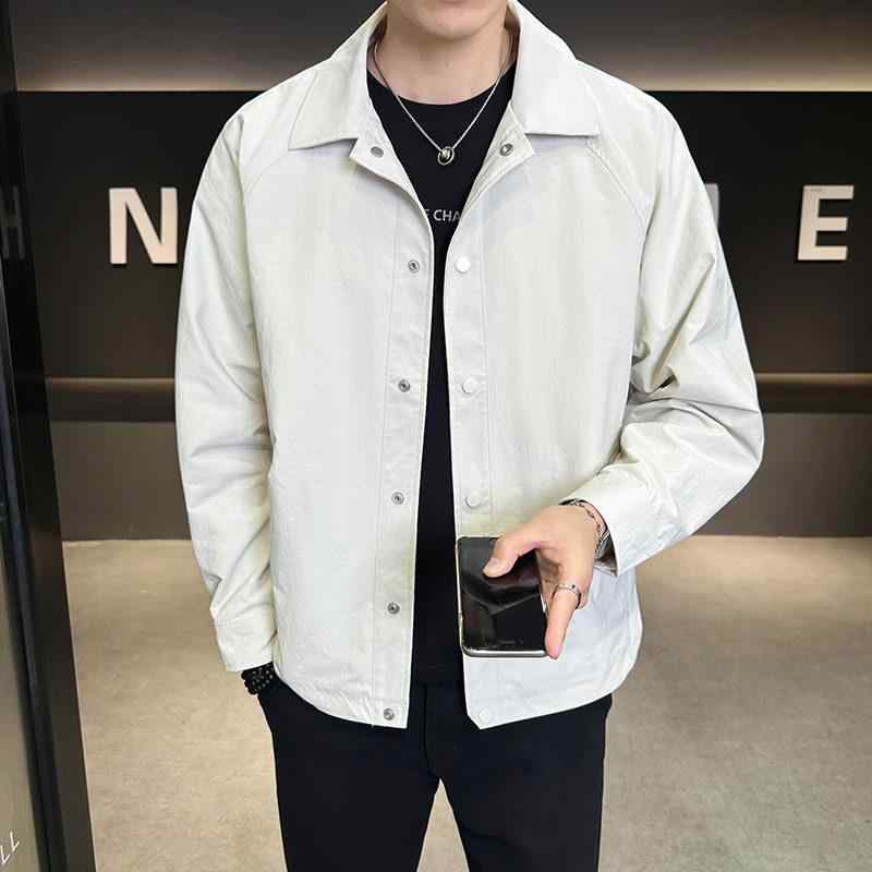 ジャケット メンズ 男性用 春夏 襟付き ワークジャケット カジュアル ファッション トレンド アウター ポリエステル ブラック グレー ベージュ 普段使い 通勤