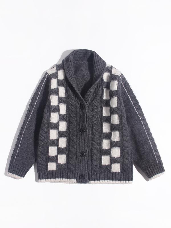 キッズ 男の子 ボーイズ 小中学生 カシミヤ ニット セーター カーディガン 秋冬 厚手 極厚 あったか 暖かい 防寒 レトロ 襟付き シングルボタン 普段使い 通学 ソフトタッチ|ふんわり暮らし鞄店